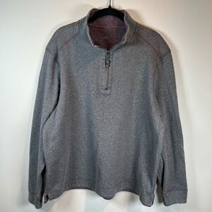 Tommy Bahama Mens Alpine View Reversible 1/4 Zip Pullover Sweater Gray Collar XL